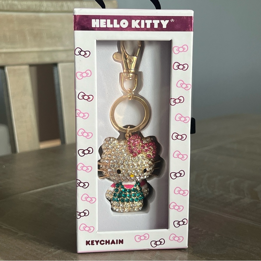 Hello Kitty Crystal Rhinestone Key Chain Key Ring Handbag Charm Jewelry Bling